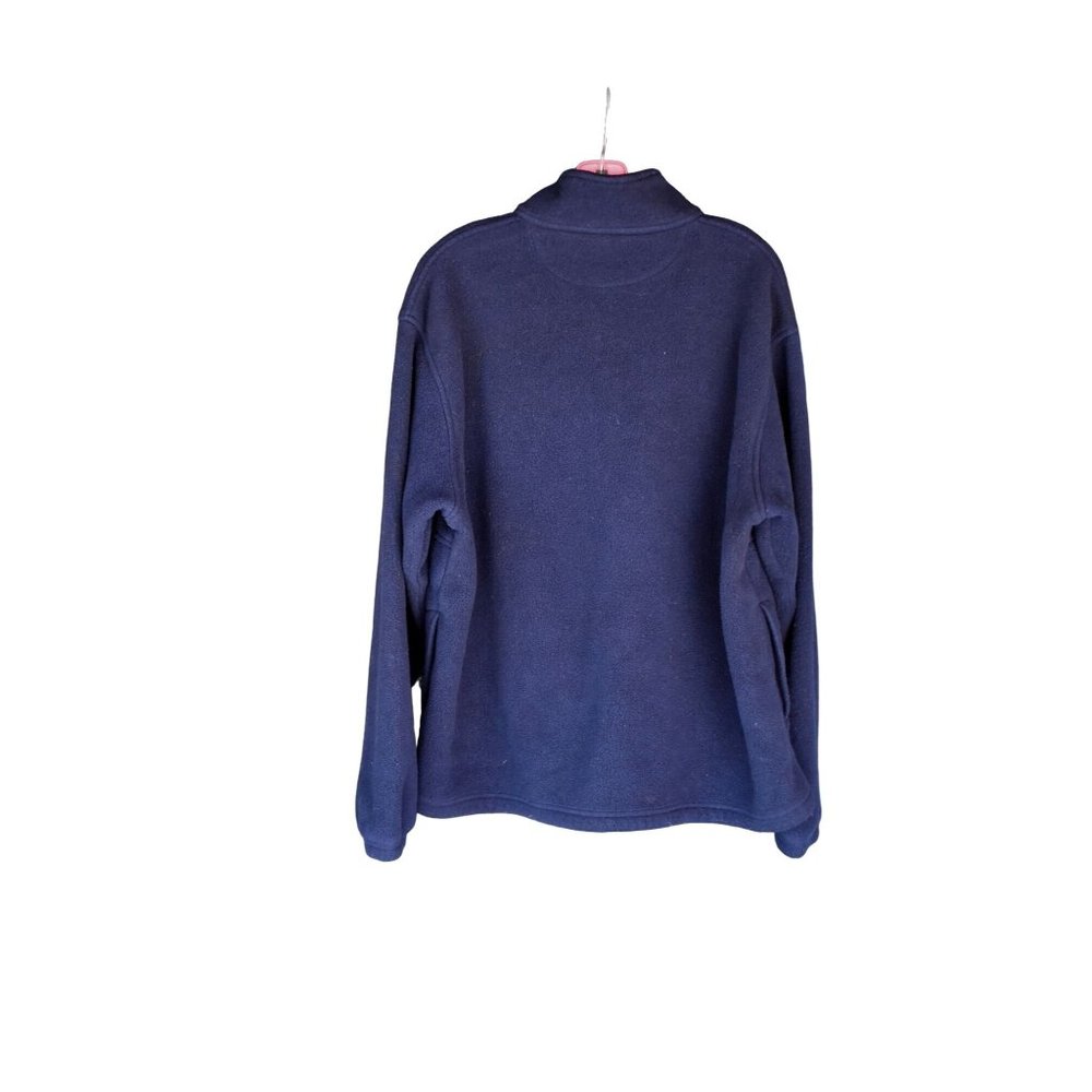 Men's Lands End Navy Blue Zip up Fleece Jacket L - Picture 2 of 6